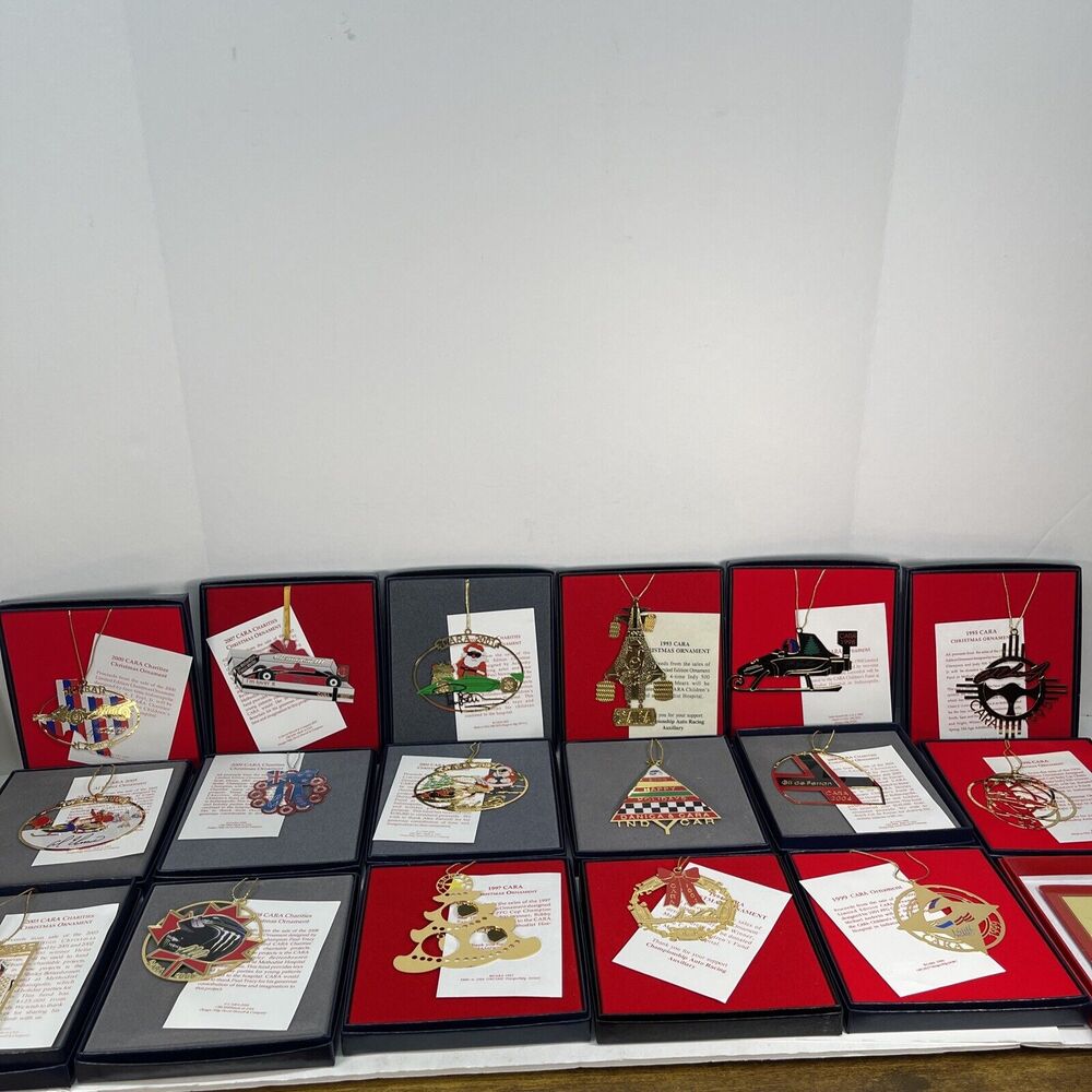 RARE Cara Christmas Ornament Collection 1992-2008 Lot Of 20 Racing Ornaments